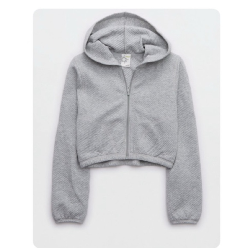 Aerie Cropped Hoodie - OFFLINE By Aerie Coffee Run Full
Zip Sweatshirt